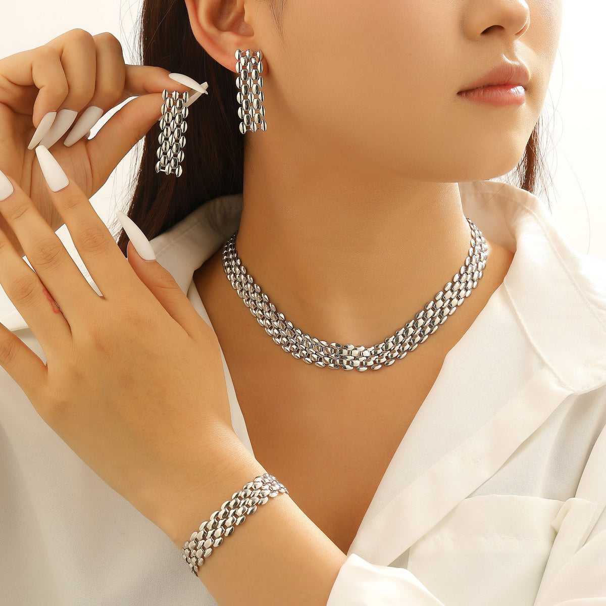 Women's Fashion Y-shaped Watch Clavicle Chain Stacked Strap Length Sweater Jewelry Set