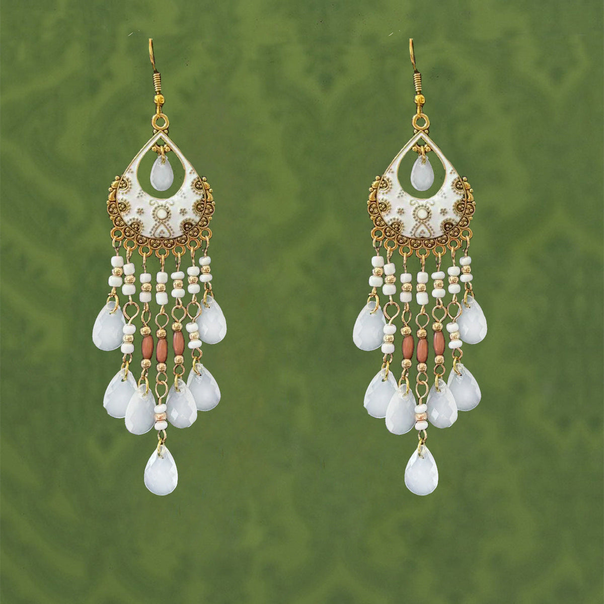 Women's Bohemian Seaside Holiday National Style Crystal Exaggerated Earrings