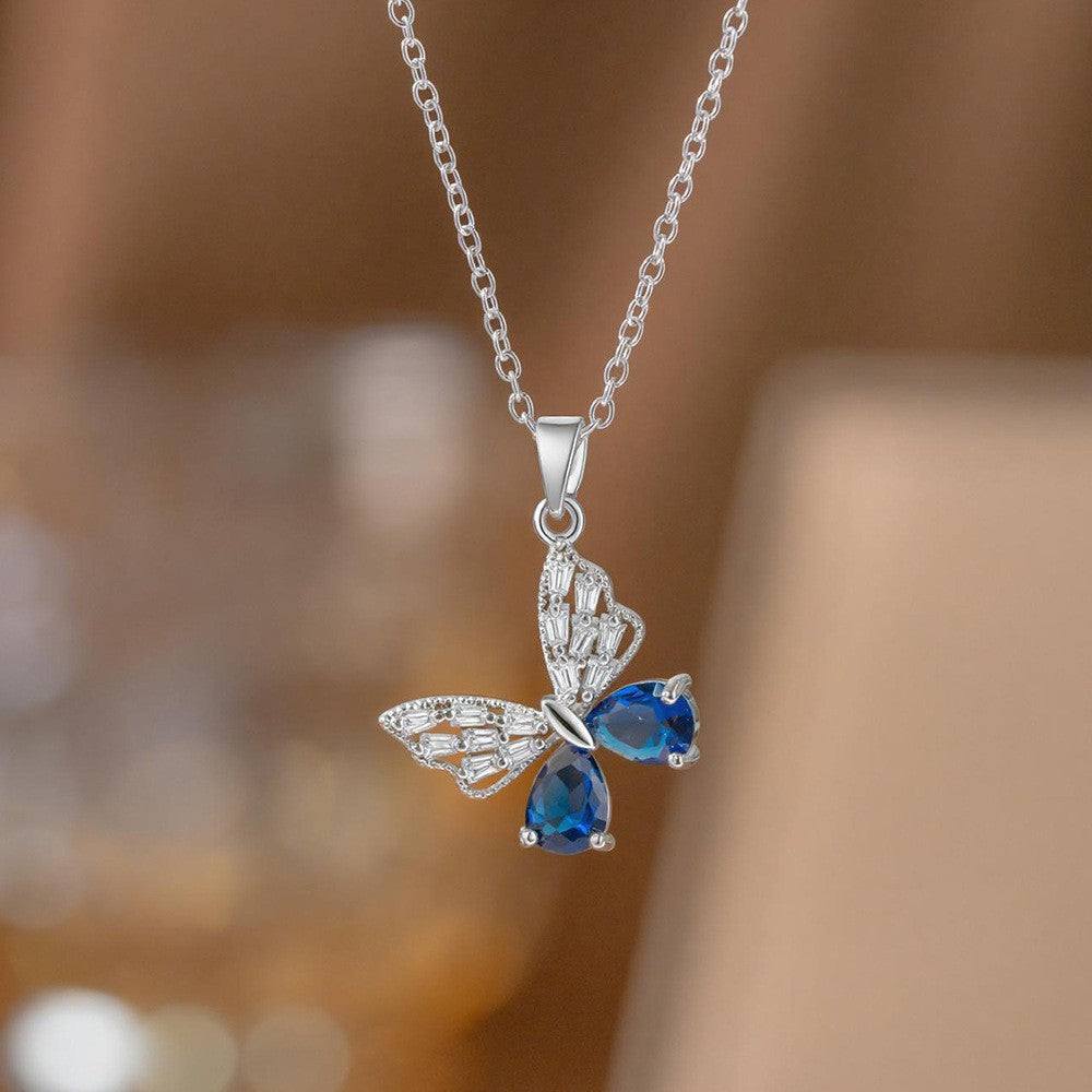Steel Female Micro Inlaid Pink Diamond Necklace