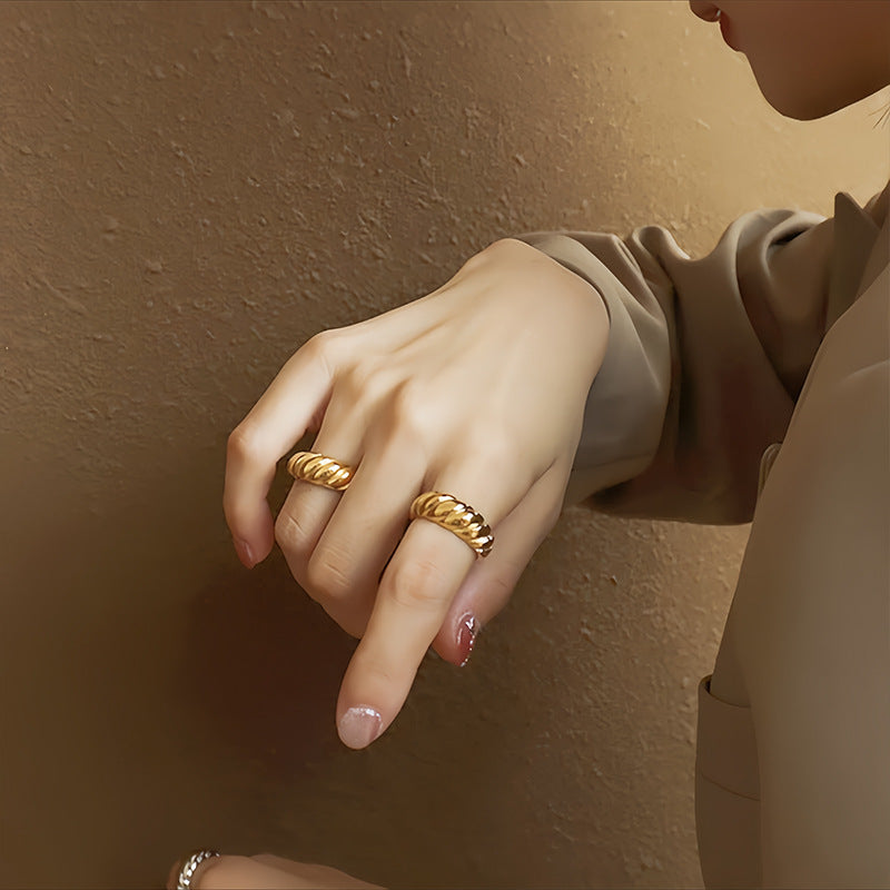Steel No Fading Retro Artistic Horn Bread Trend Rhombus Rings
