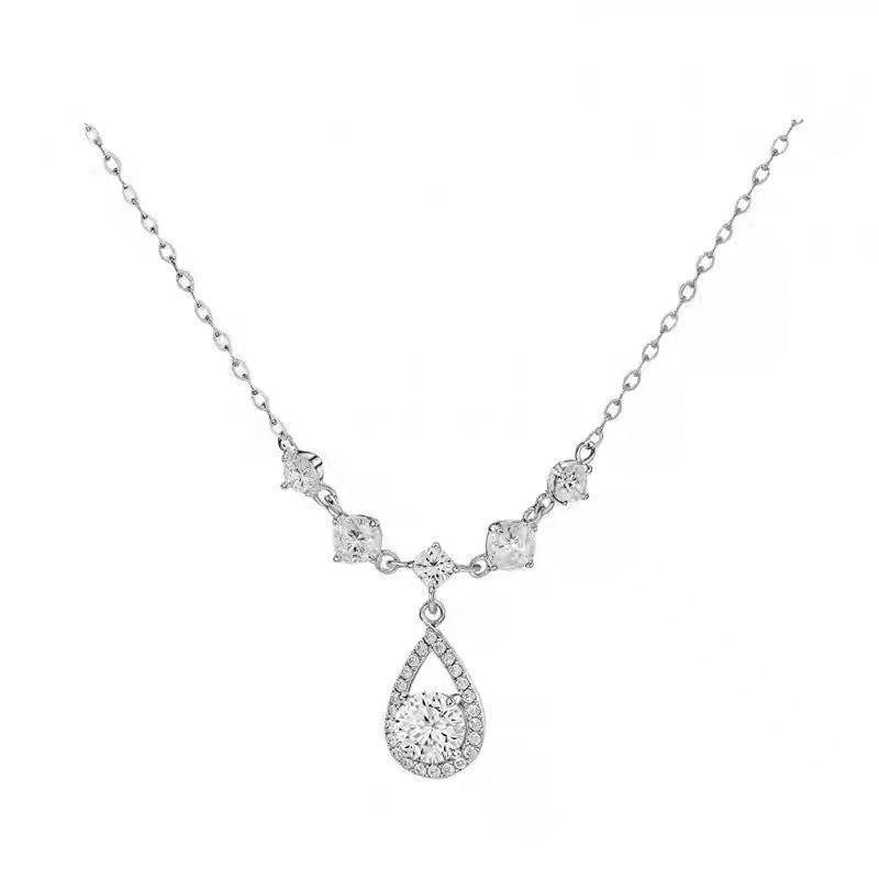 Women's Sterling Sier Mermaid Tears Drop Fashion Simple Light Necklaces