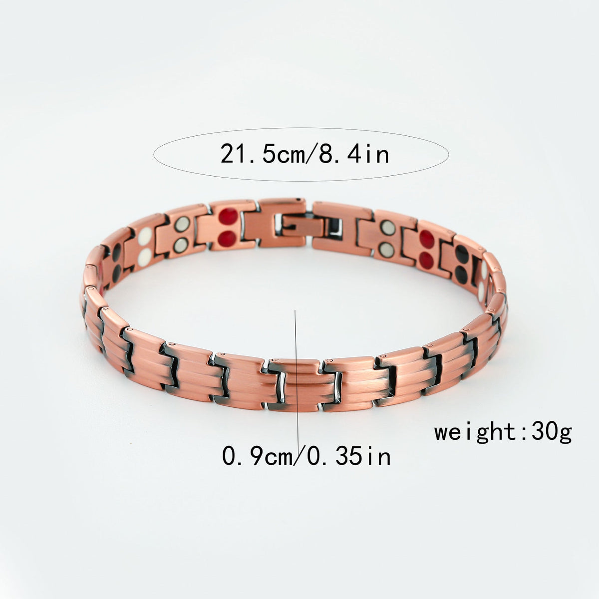 Men's Metal Bronze Magnet Retro Wide Row Full Adjustable Bracelet