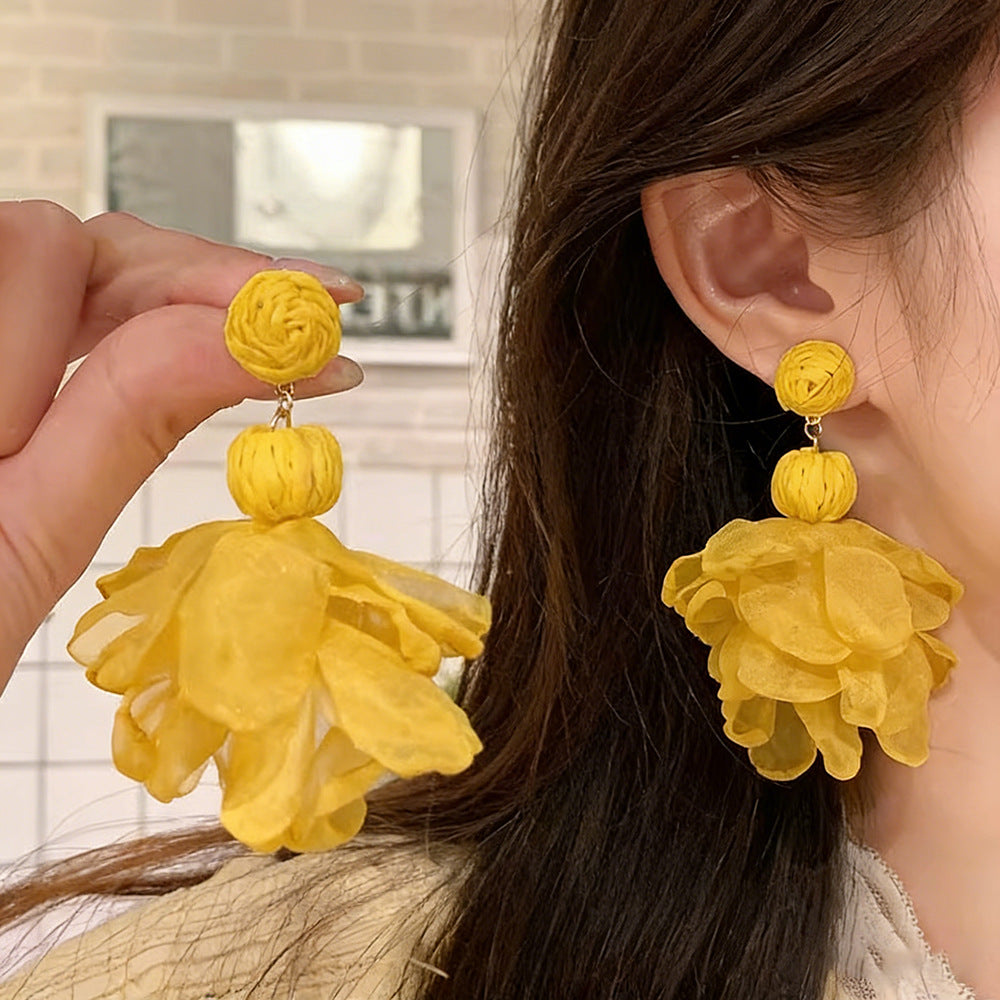 Women's Super Fairy Blue Grenadine Flower Light Luxury High-grade Elegant Stud Earrings