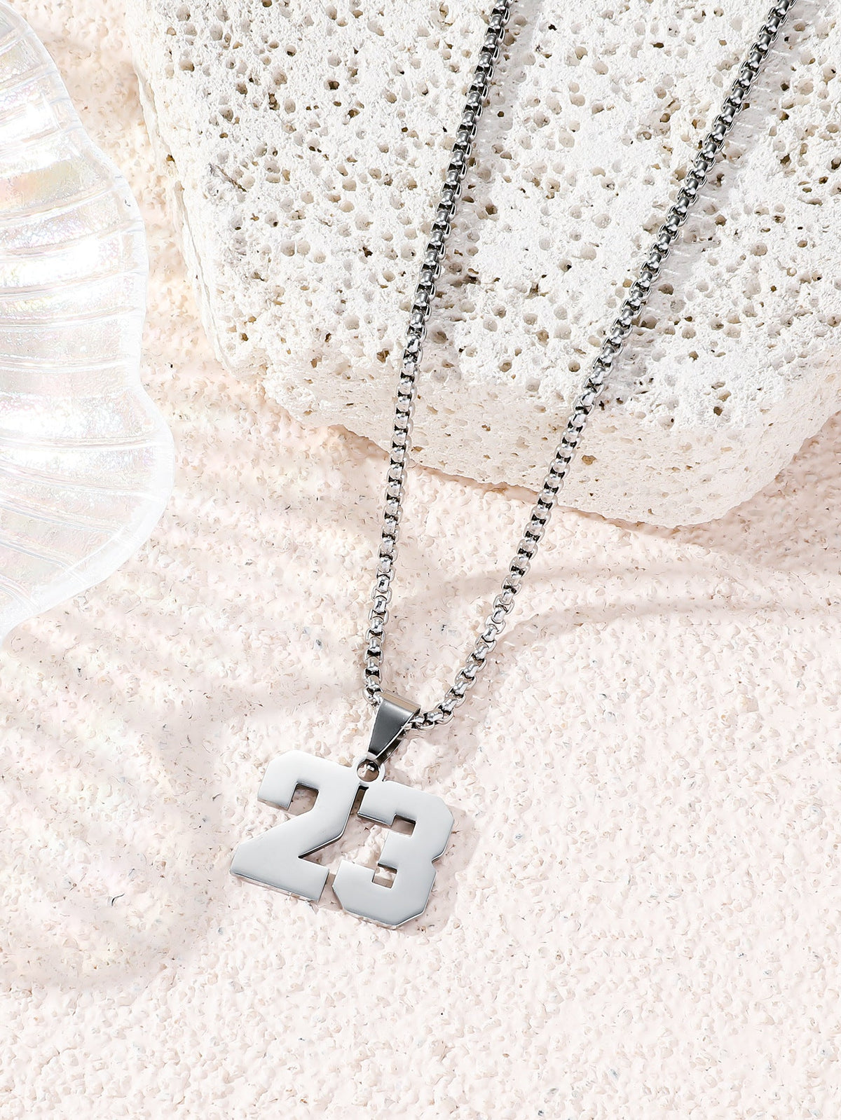 Fashion Stainless Steel Double-sided Digital Male Female Personality Hip Hop Necklaces
