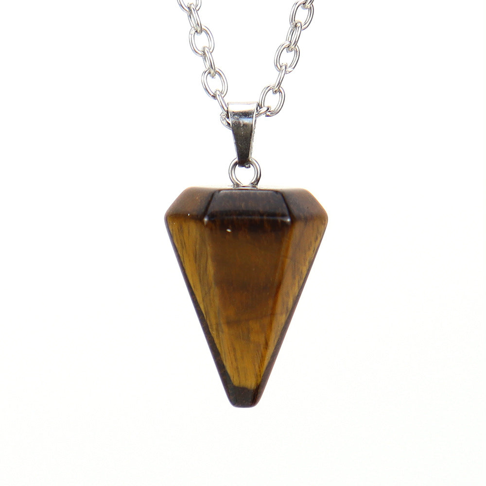 Stone Crystal Faceted Tapered Hexagon Prism Bullet Necklaces