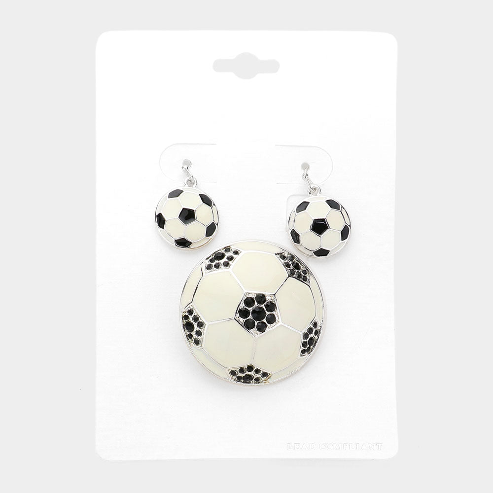 Enamel Dual Soccer Ball Pendant Set