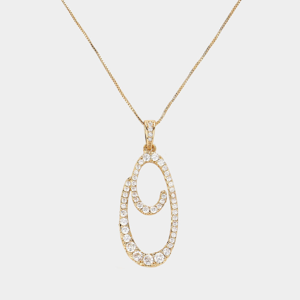 -O- CZ Initial Monogram Pendant Necklace