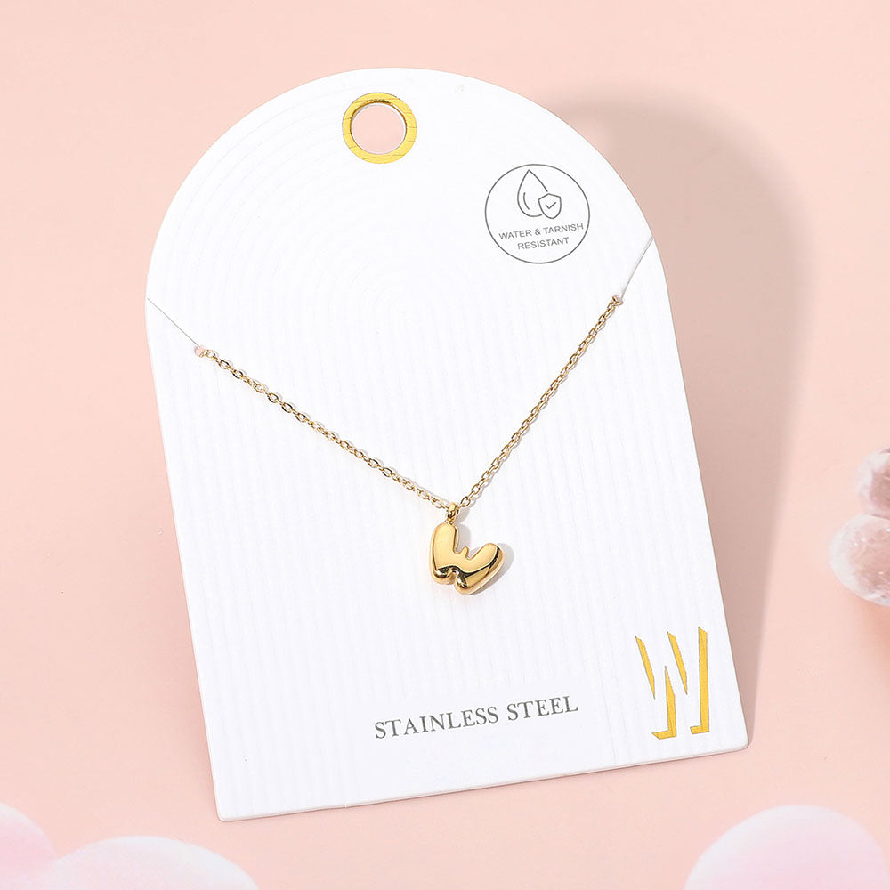 -W- Stainless Steel Monogram Pendant Necklace