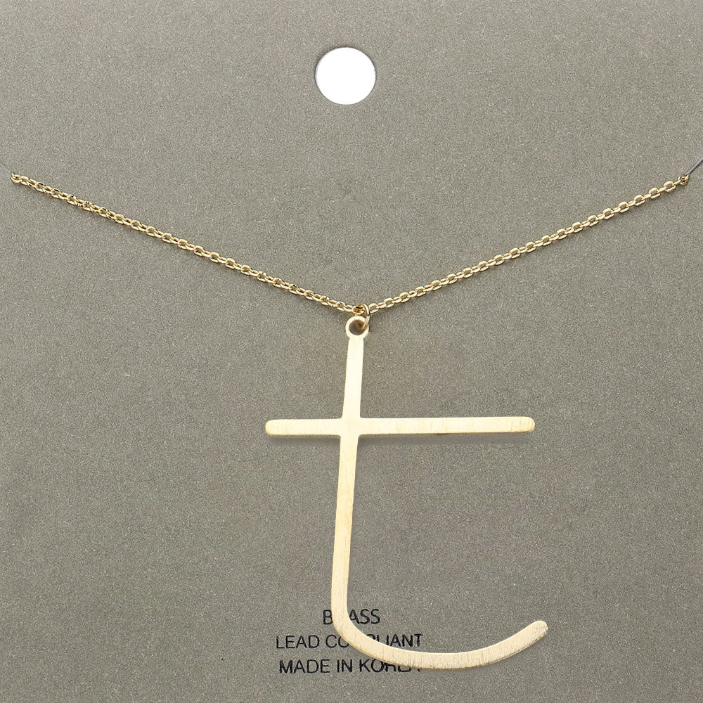-t- Brass Initial Monogram Metal Pendant Necklace
