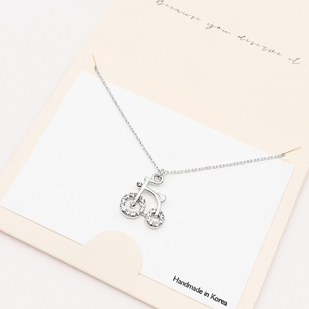 Rhinestone Embellished Bicycle Pendant Necklace