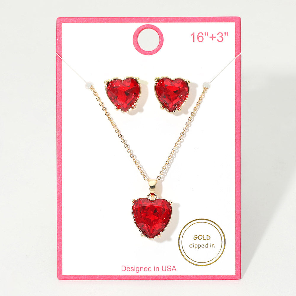 Gold Dipped Heart Stone Cluster Pendant Necklace