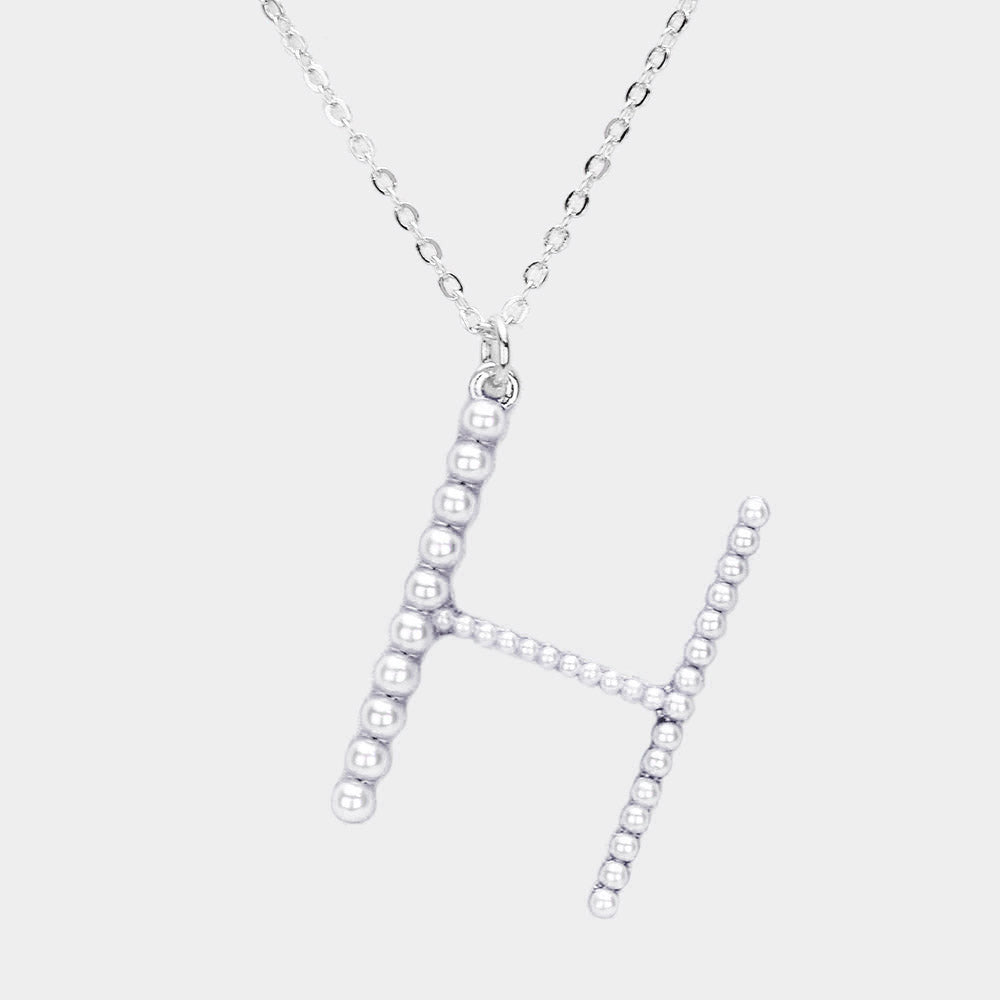 H - Pearl Statement Initial Monogram Pendant Necklace