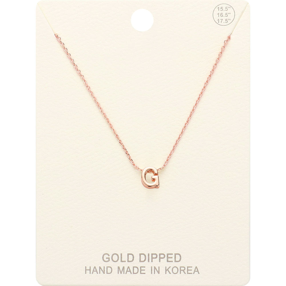 -G- Gold Dipped Initial Monogram Metal Pendant Necklace