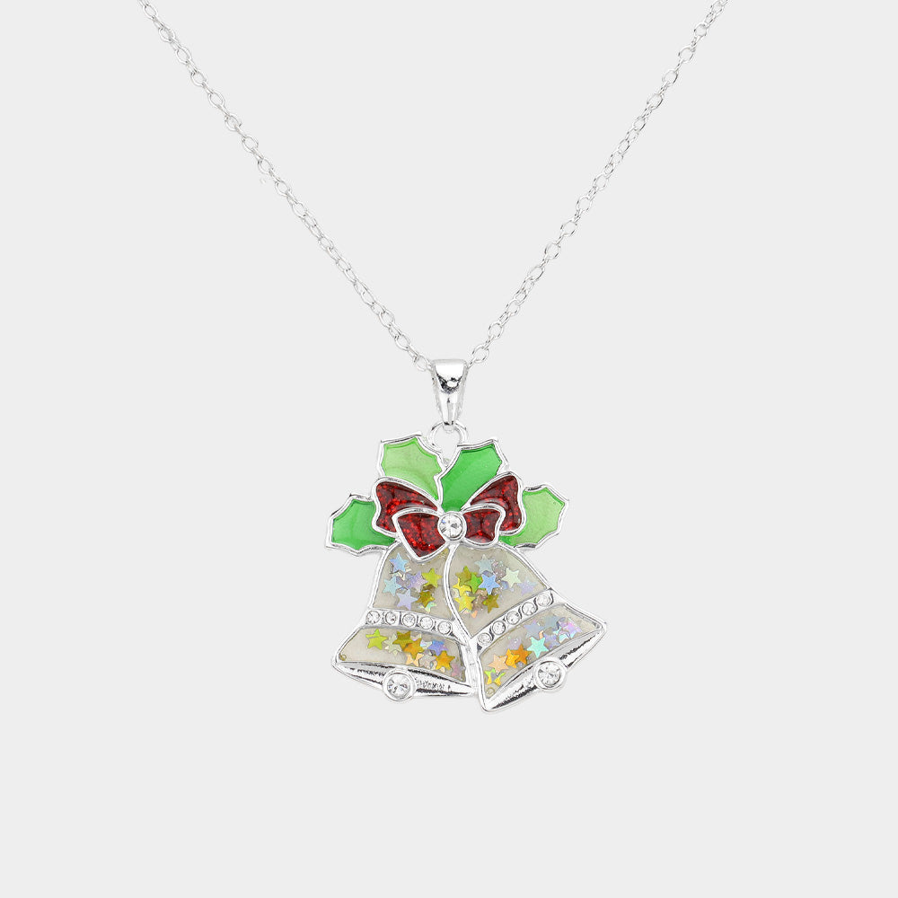 Enamel Christmas Jingle Bell Pendant Necklace