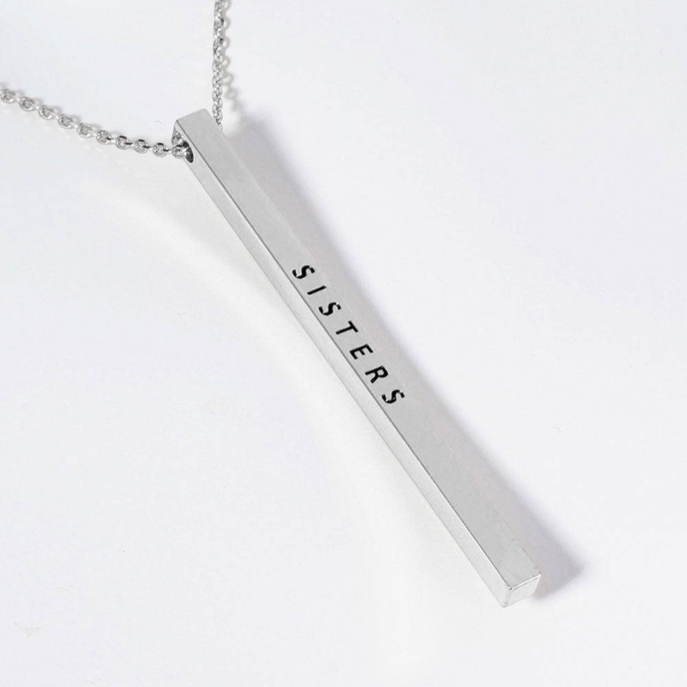 SISTERS Brass Metal Bar Pendant Necklace