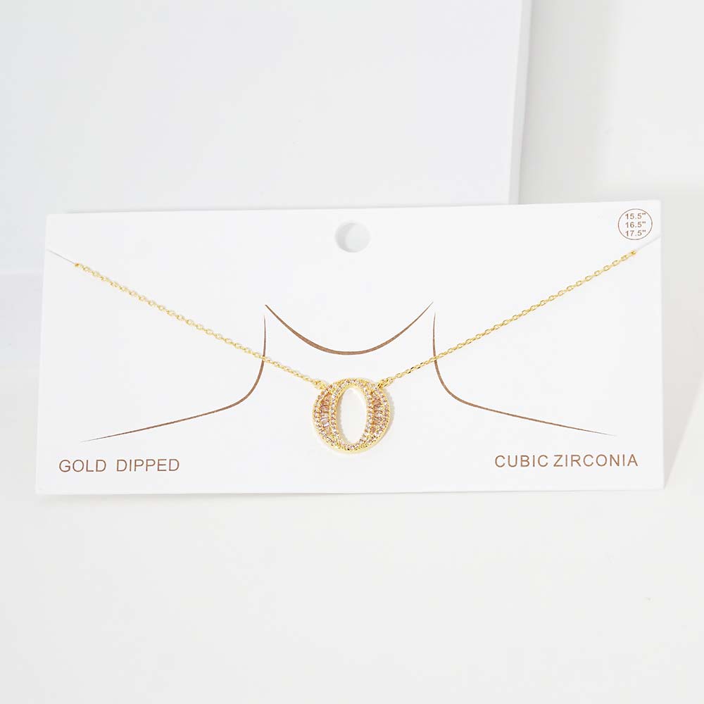 -O- CZ Initial Monogram Pendant Necklace