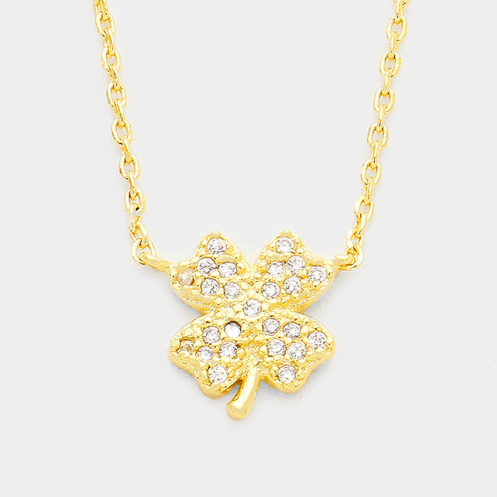 Cubic Zirconia Clover Pendant Necklace