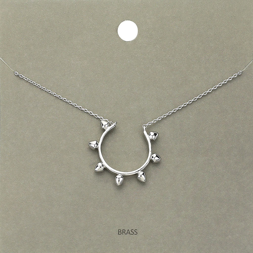 Brass Metal Spike Open Circle Pendant Necklace
