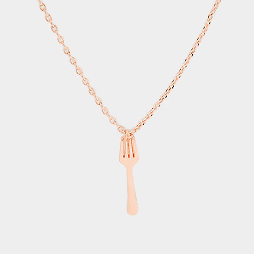 Brass Fork Pendant Necklace