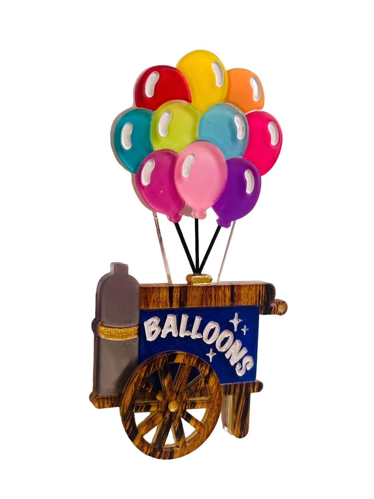 Funfair Balloon Cart by Makokot x Lipstick & Chrome — Vintage Carnival Acrylic Brooch