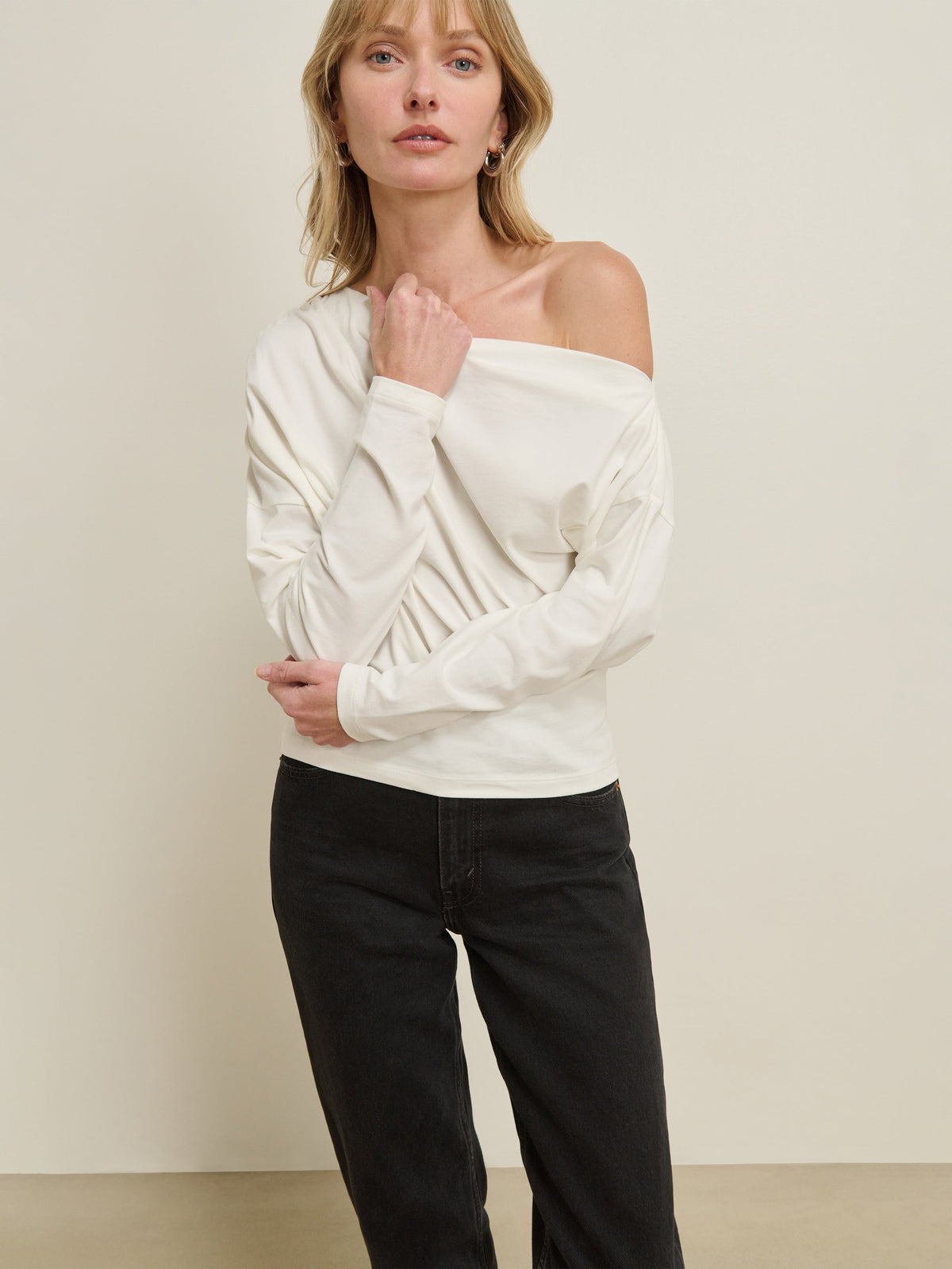 Pietra Off Shoulder Top in porcelain