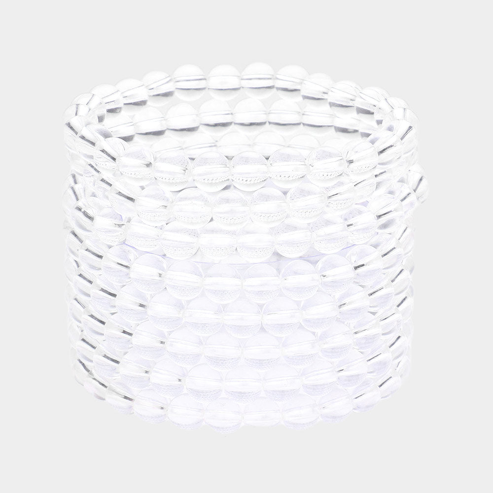 8PCS - Clear Lucite stack stretch bracelets