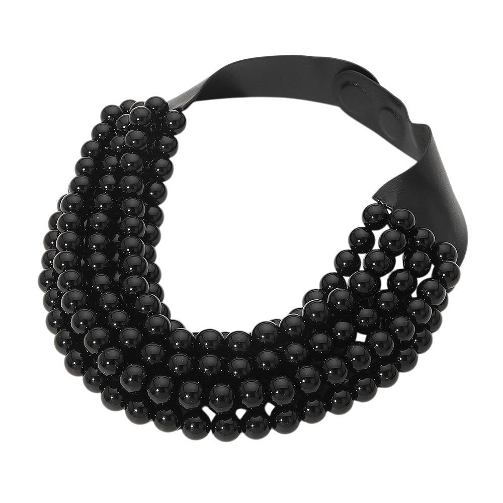 Multi Layered Pearl Beaded Collar Magnetic Necklace