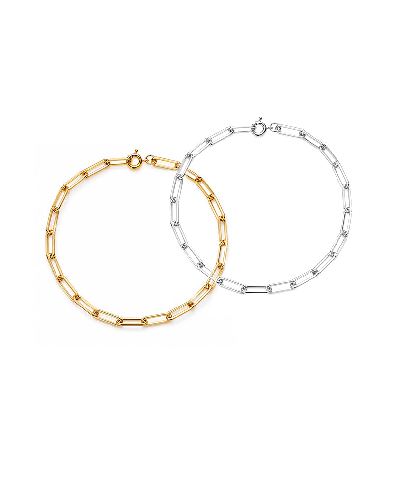 Elle Paperclip Sterling Silver or Gold Plated Bracelet | Anklet