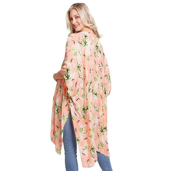 Floral Printed Cover Up Kimono Poncho