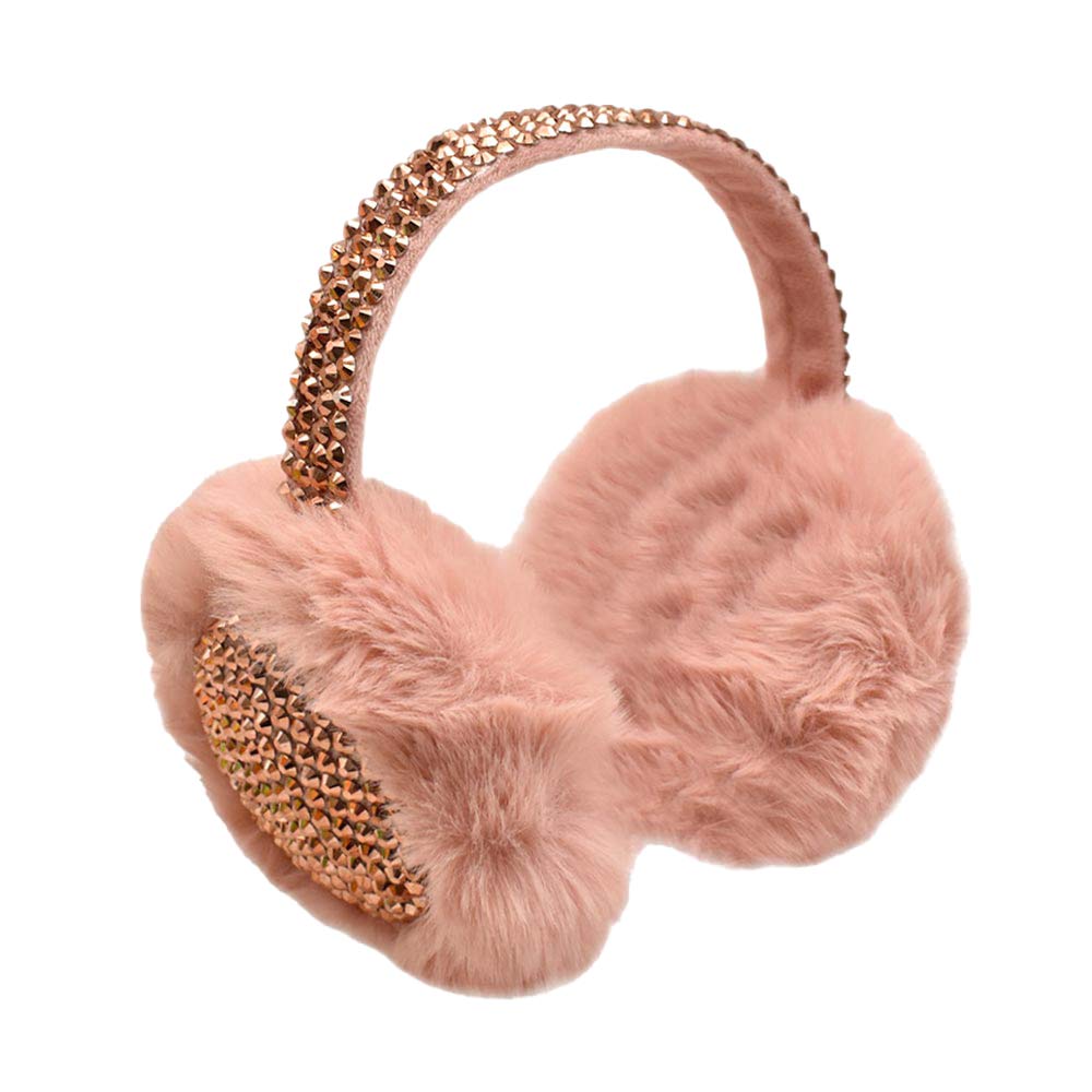 Studded Fluffy Plush Fur Foldable Earmuff