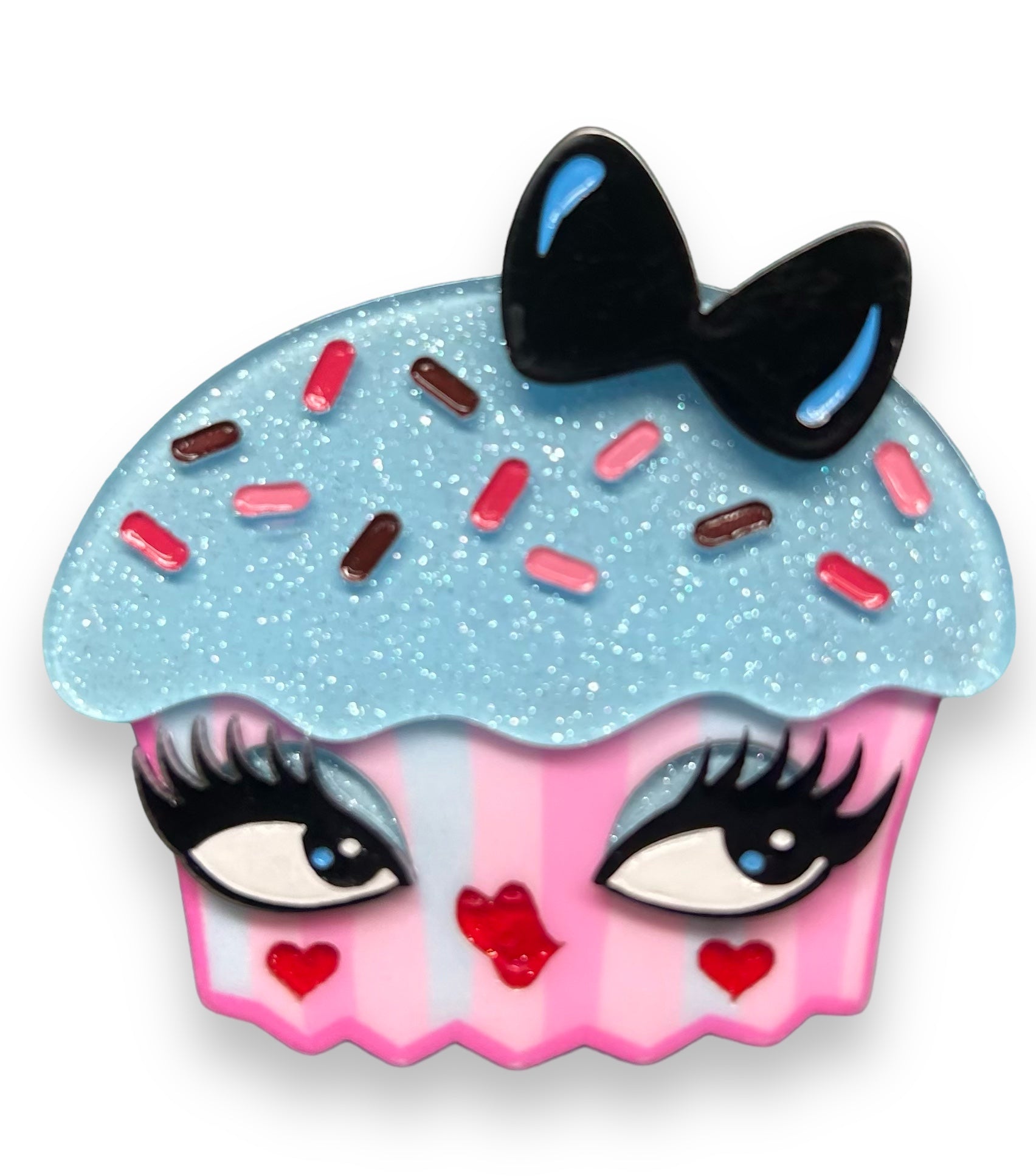 Cupcake Cutie Brooch by Miss Fluff x Lipstick & Chrome — Vintage Sweet Treat Acrylic Pin