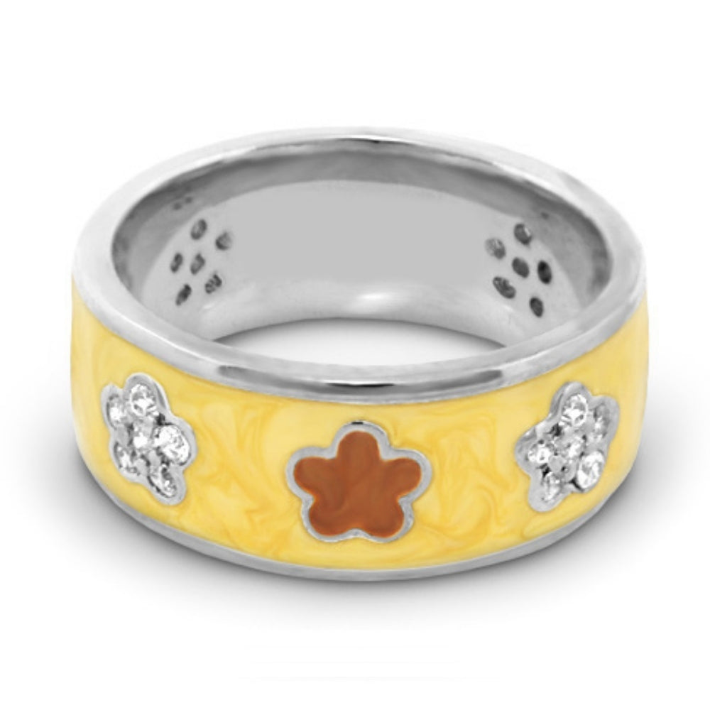 Daisy Love Band Ring — Pavé & Enamel Flowers