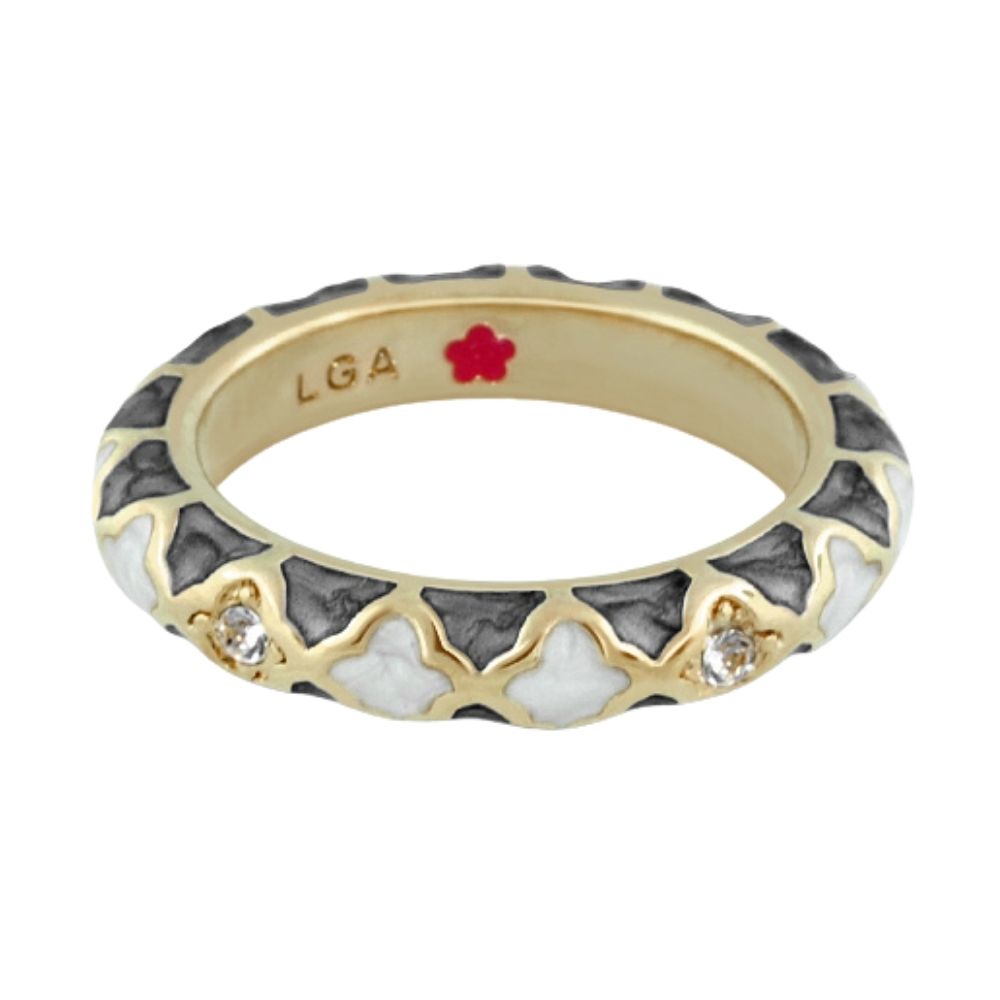 Stackable Fiesta Ring — Quatrefoil Inlay