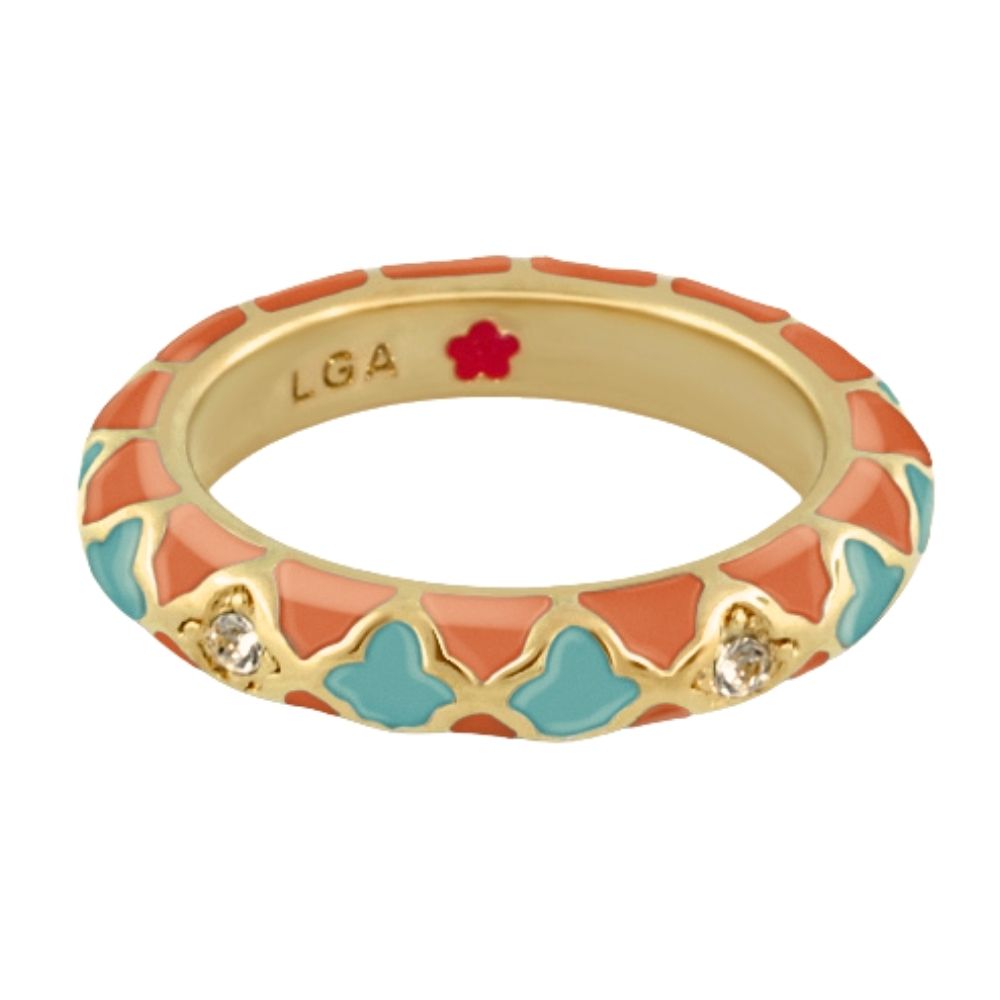 Stackable Fiesta Ring — Quatrefoil Inlay
