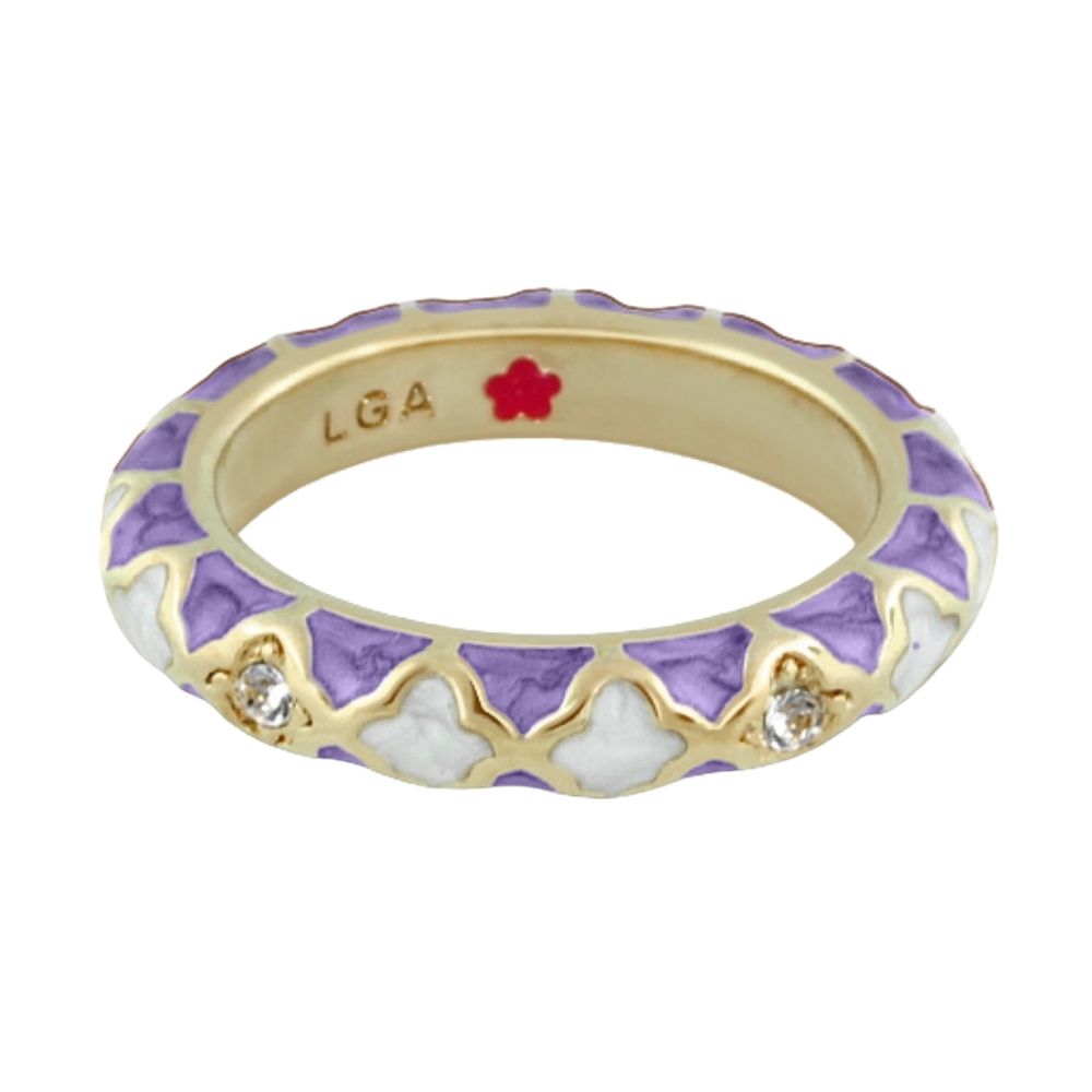 Stackable Fiesta Ring — Quatrefoil Inlay