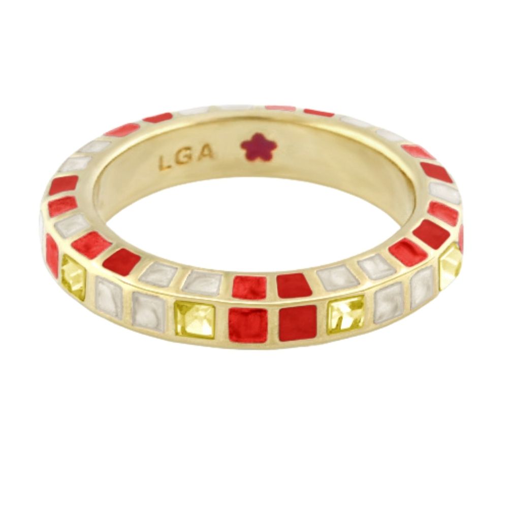 Stackable Fiesta Ring — Crystal Checkerboard