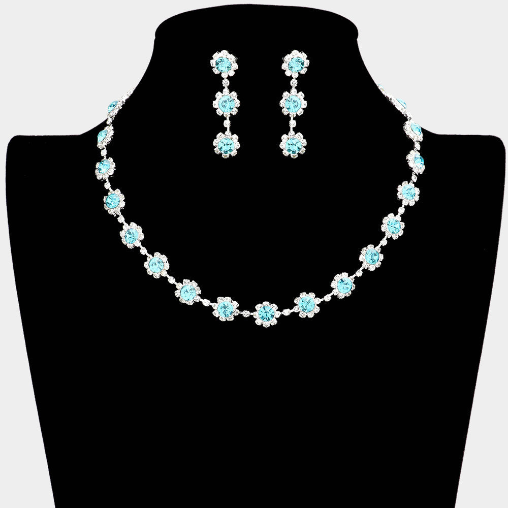 Floral Crystal Rhinestone Collar Necklace