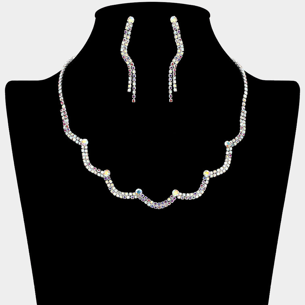 Curved Rhinestone Paved Necklace
