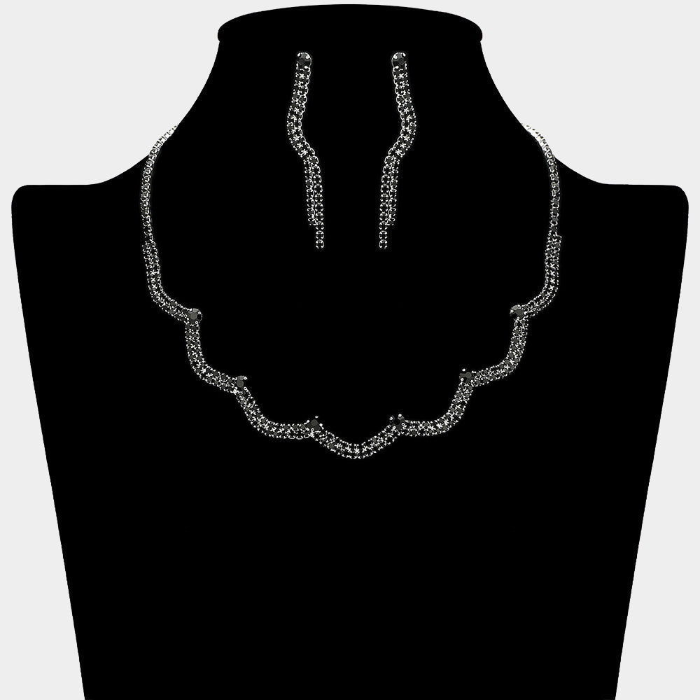 Curved Rhinestone Paved Necklace