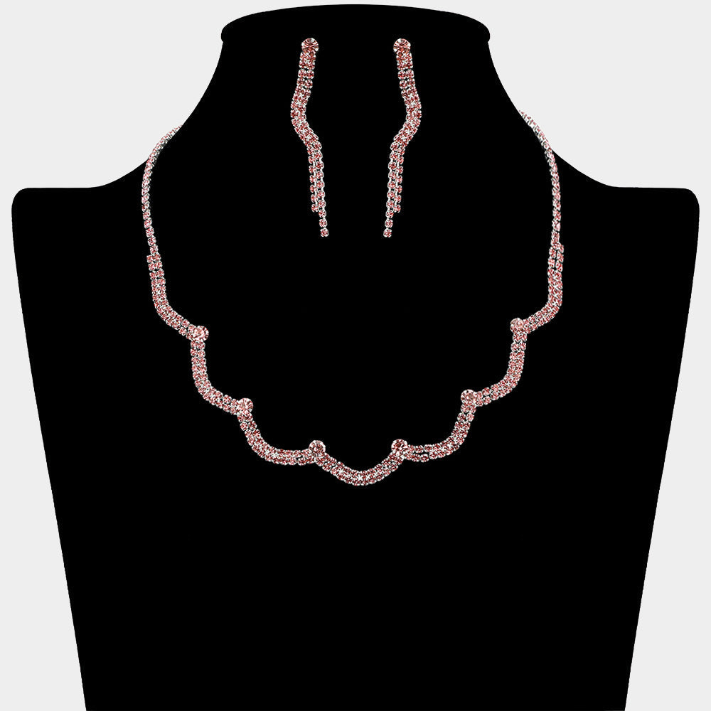Curved Rhinestone Paved Necklace