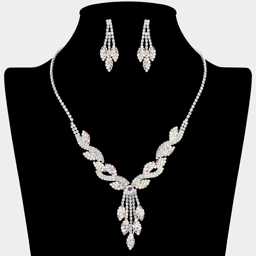 Rhinestone Paved Ornate Drop Necklace