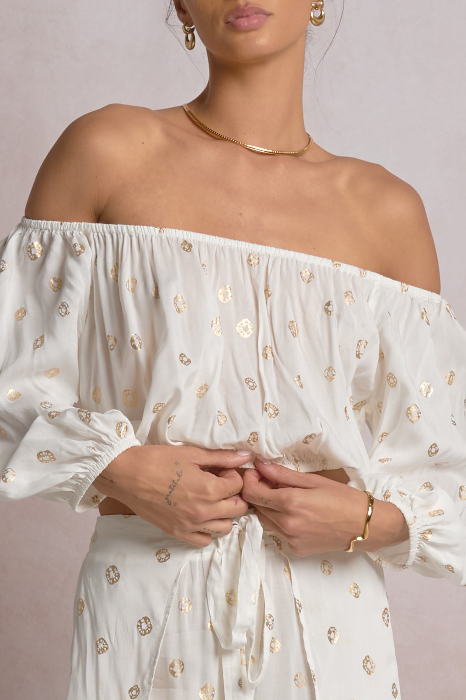 Romi Top White Polka