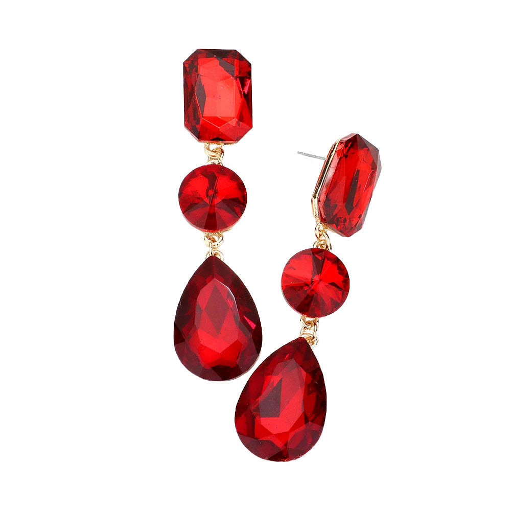 Triple Crystal Rhinestone Evening Earrings