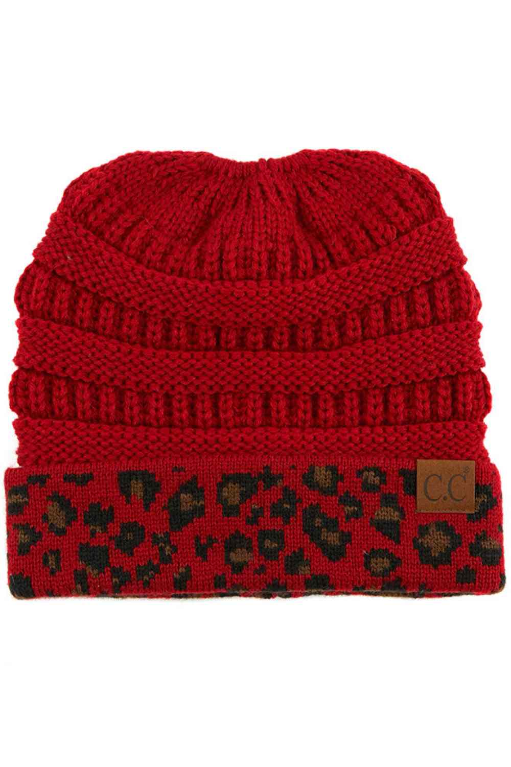 C.C Leopard Cuff Ribbed Beanie