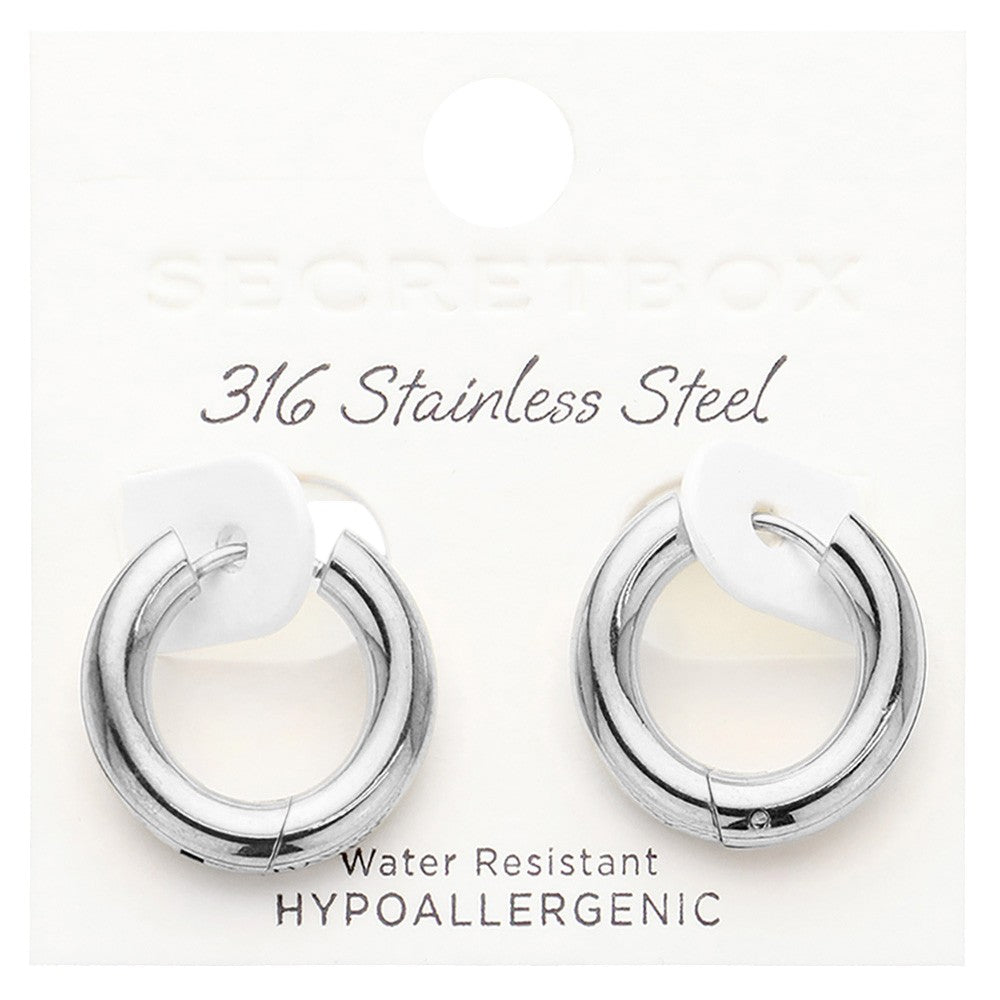 SECRET BOX_Stainless Steel Round Classic Hoop Earrings