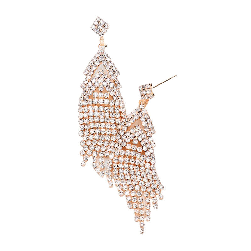 Crystal Rhinestone Drop Evening Earrings