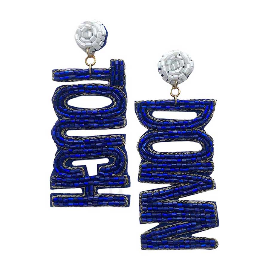 Felt Back Touch Down Message Beaded Dangle Earrings
