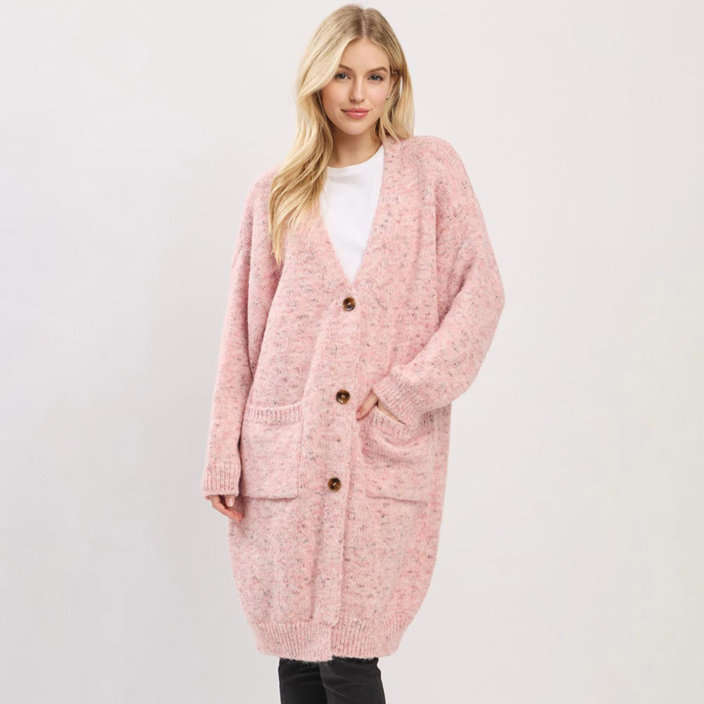 Long Button Front Soft Cozy Oversized Cardigan