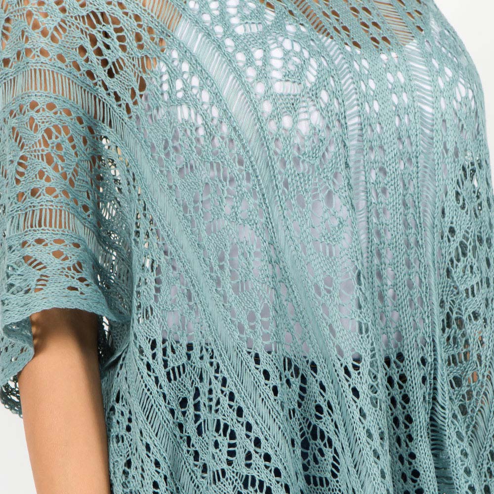 Boho Crochet Tassel Poncho Top