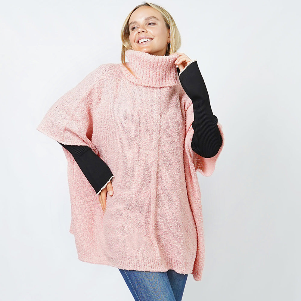 Slub Knit Turtle Neck Pullover
